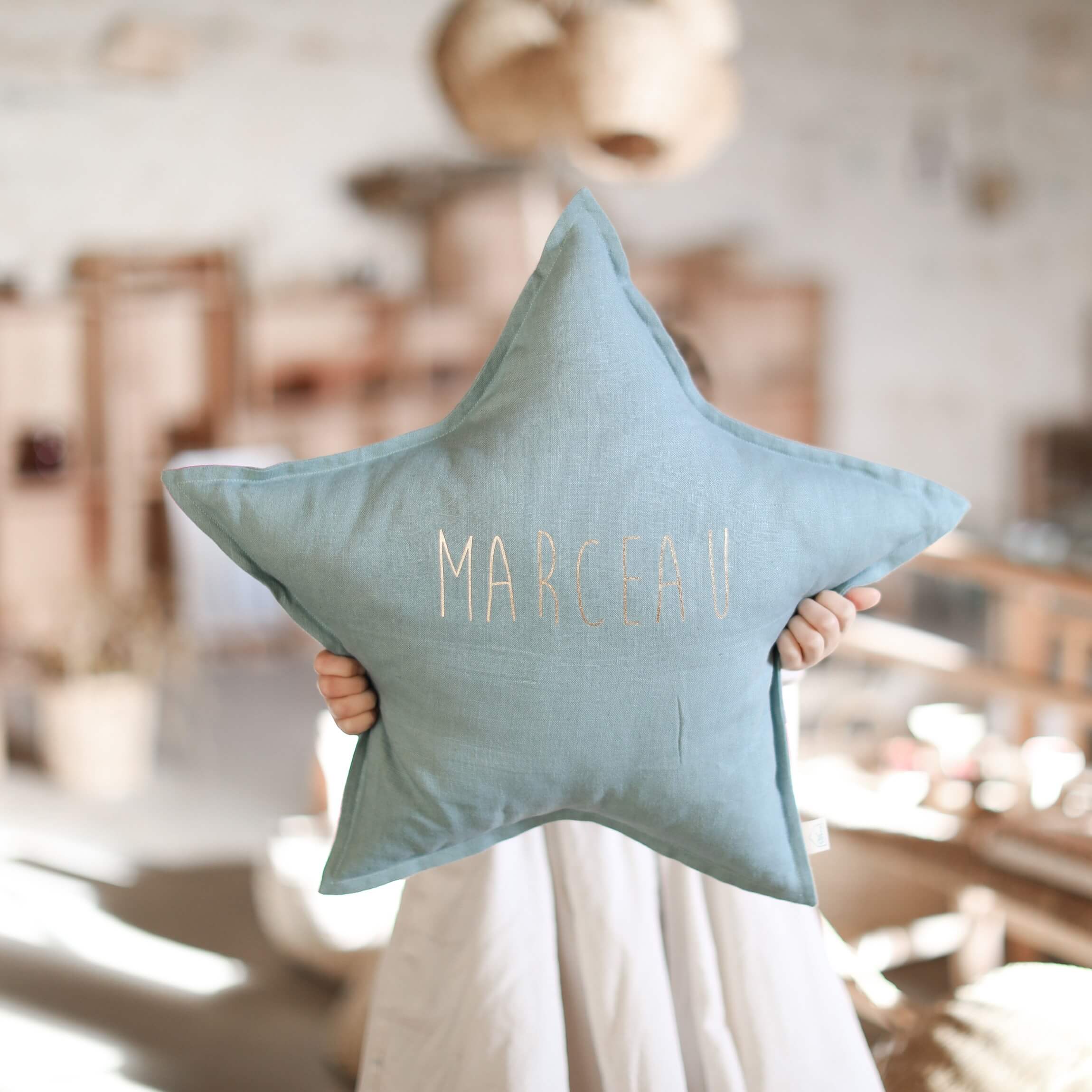 shop Personalised washed linen cushion