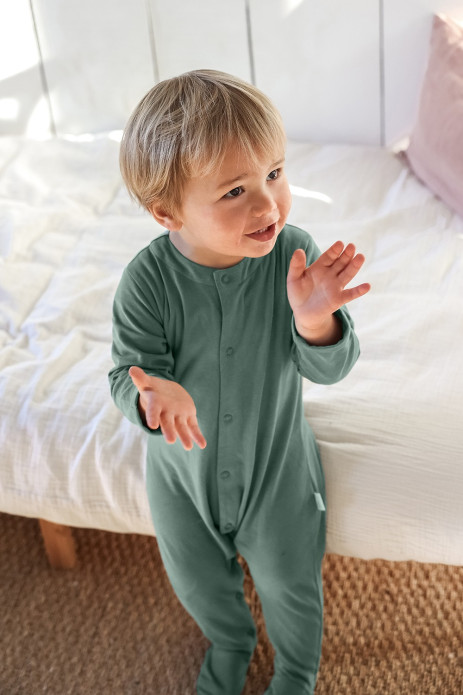 lovely plain organic cotton jersey baby pajamas with snap buttons