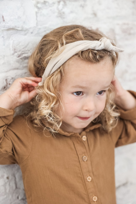 bonita diadema con lazo liso y ajustable en gasa de algodón para bebé y niña pequeña