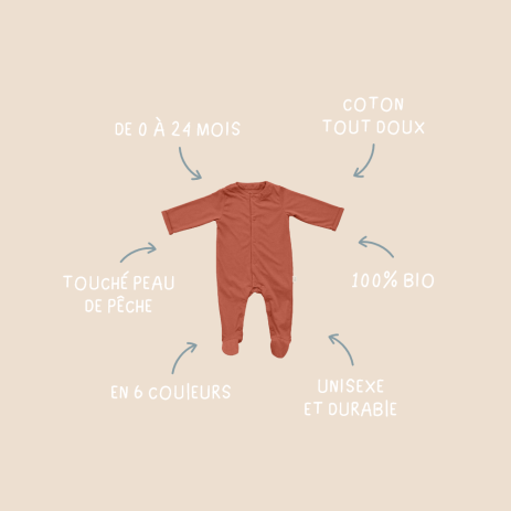 lovely solid-colored baby pajamas in organic cotton jersey with snap buttons