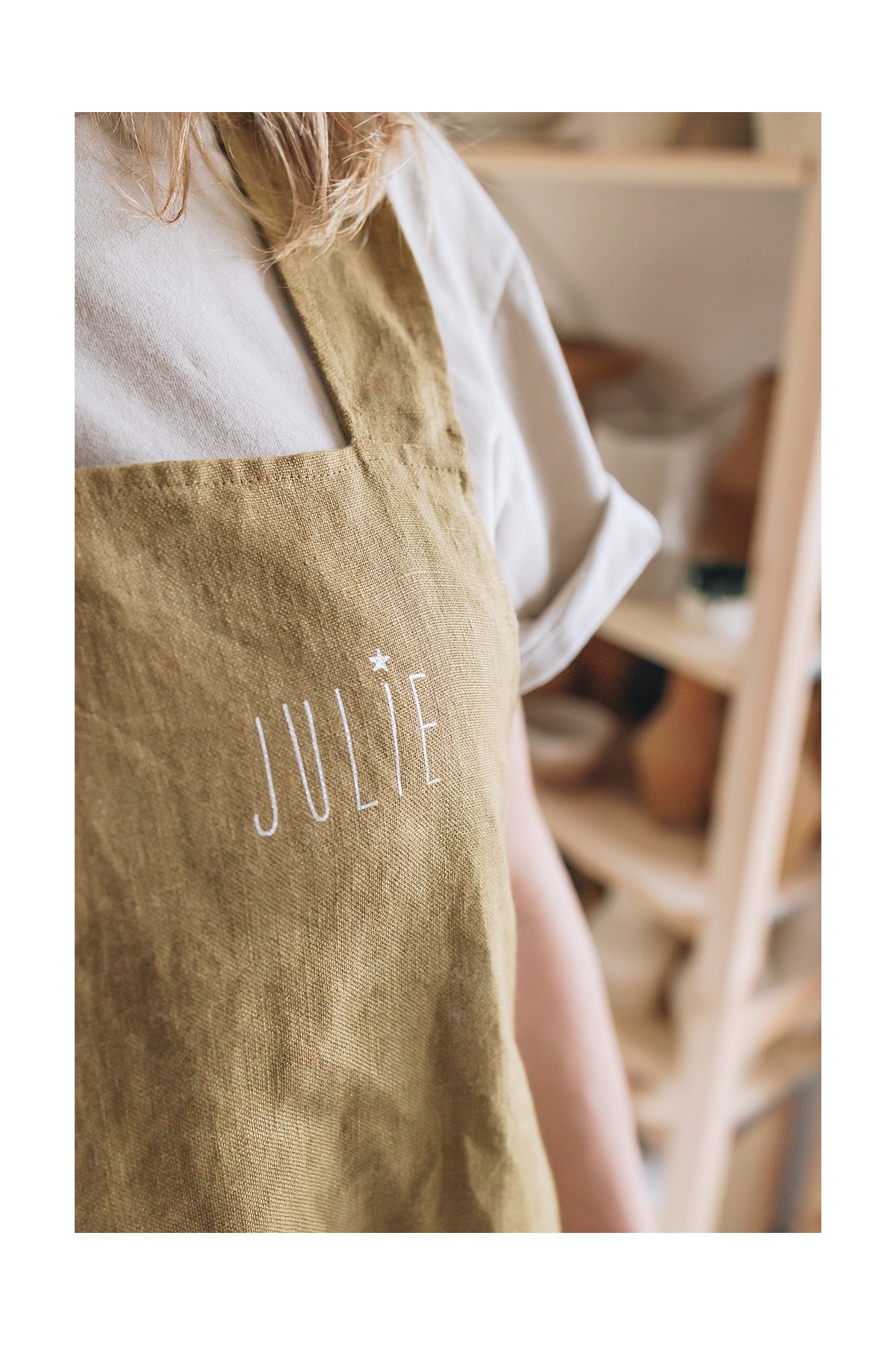 delantal de cocina para adulto personalizado - liso y de lino