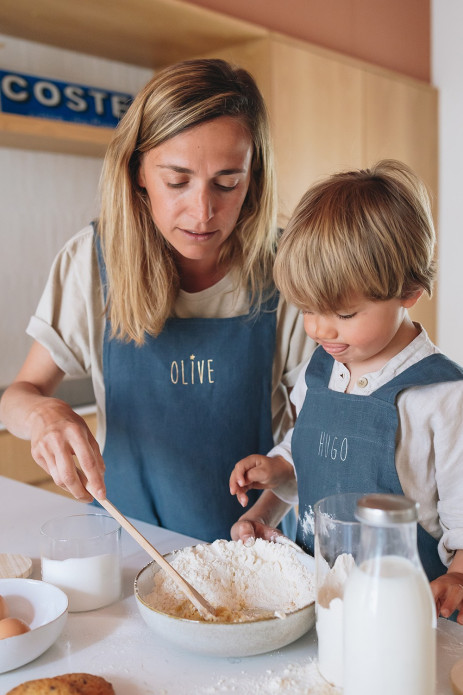 delantal de cocina de lino para niño - liso y bonito para personalizar - delantal japonés