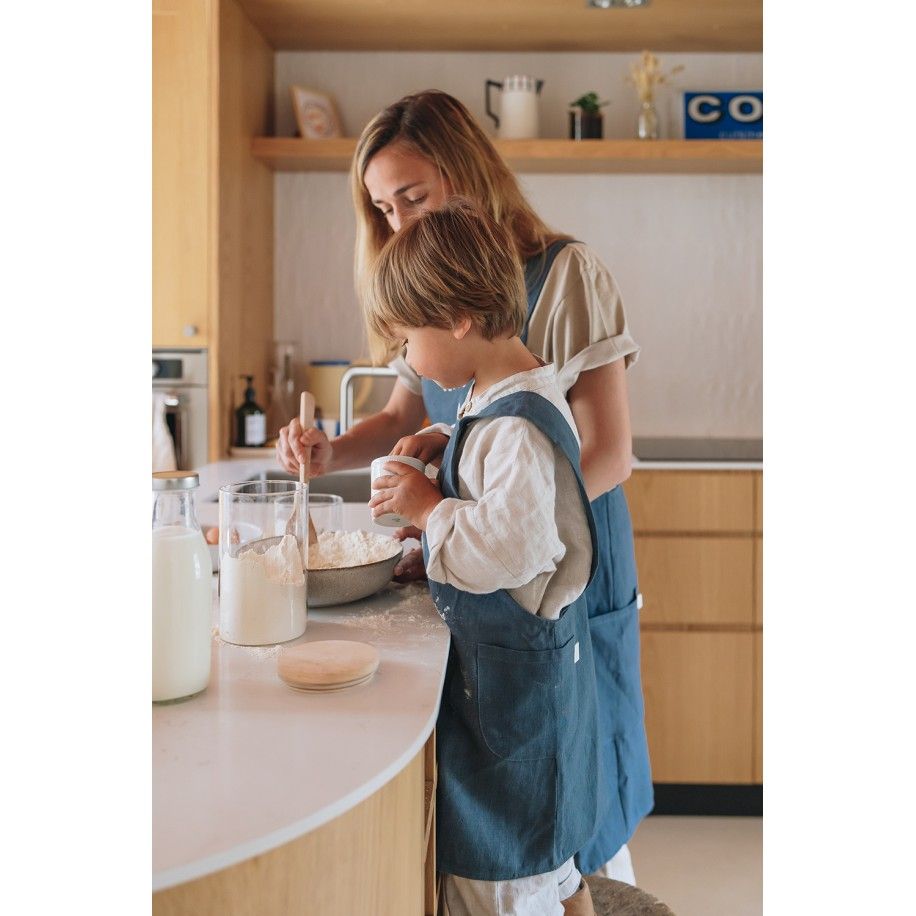 delantal de cocina de lino para niño - liso y bonito para personalizar - delantal japonés