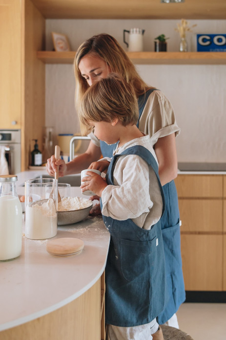 delantal de cocina de lino para niño - liso y bonito para personalizar - delantal japonés