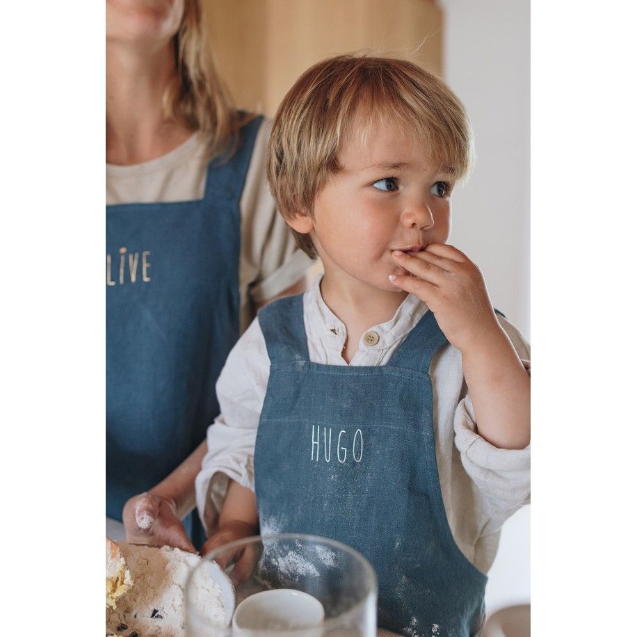 delantal de cocina de lino para niño - liso y bonito para personalizar - delantal japonés