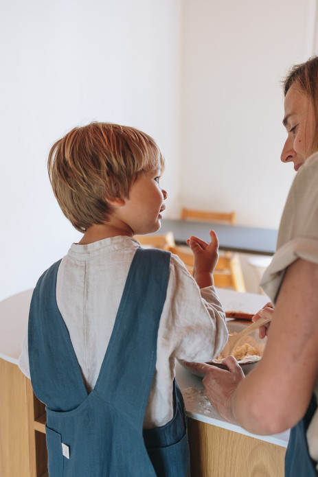 delantal de cocina de lino para niño - liso y bonito para personalizar - delantal japonés