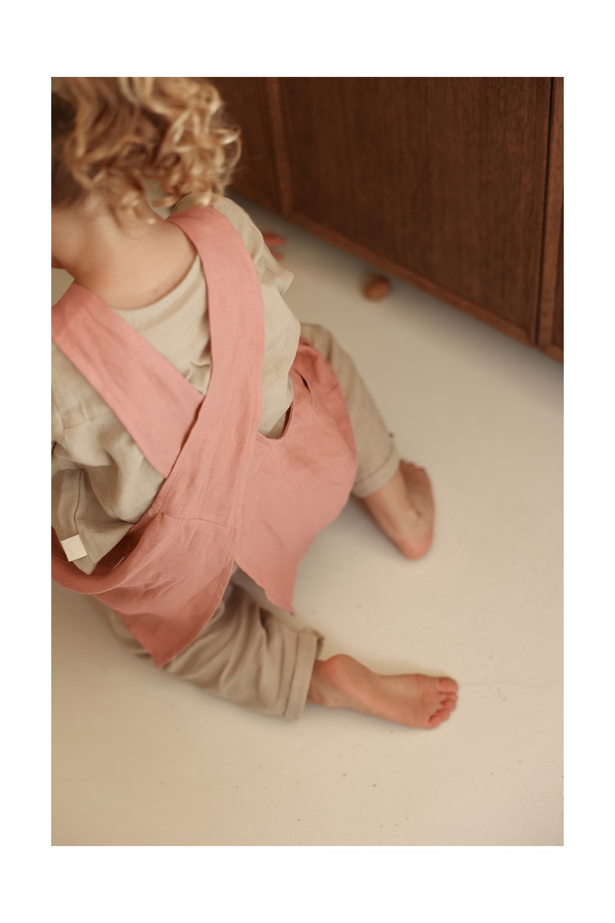 delantal de cocina de lino para niño - liso y bonito para personalizar - delantal japonés