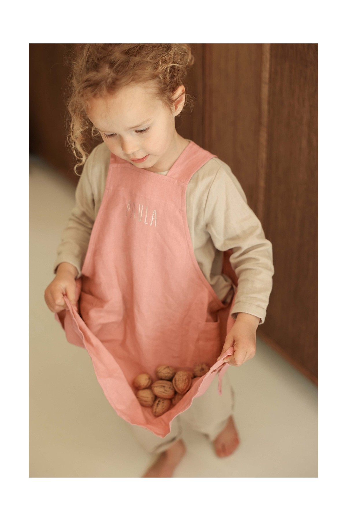 delantal de cocina de lino para niño - liso y bonito para personalizar - delantal japonés