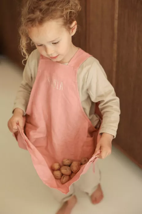 delantal de cocina de lino para niño - liso y bonito para personalizar - delantal japonés