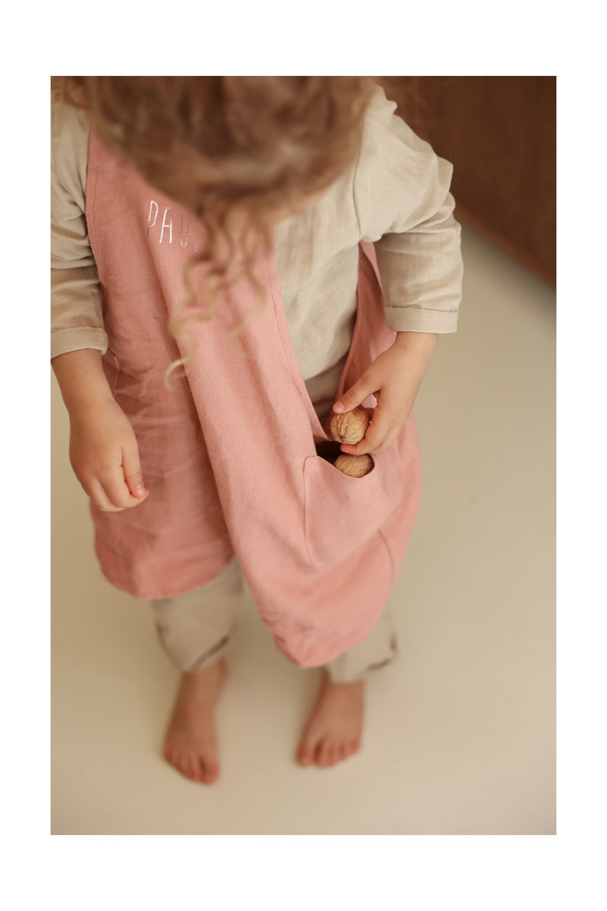 delantal de cocina de lino para niño - liso y bonito para personalizar - delantal japonés