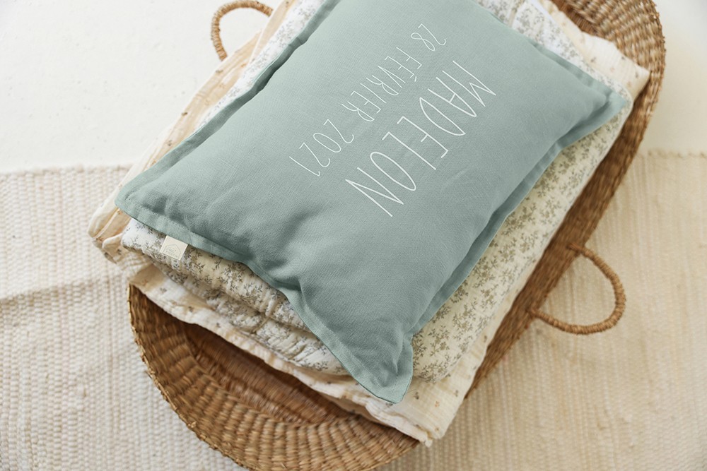 Personalised washed linen cushion