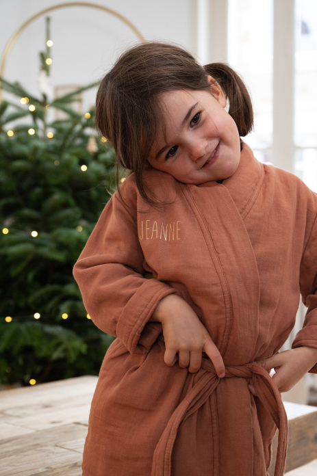 bata de algodón gasa personalizada para niño