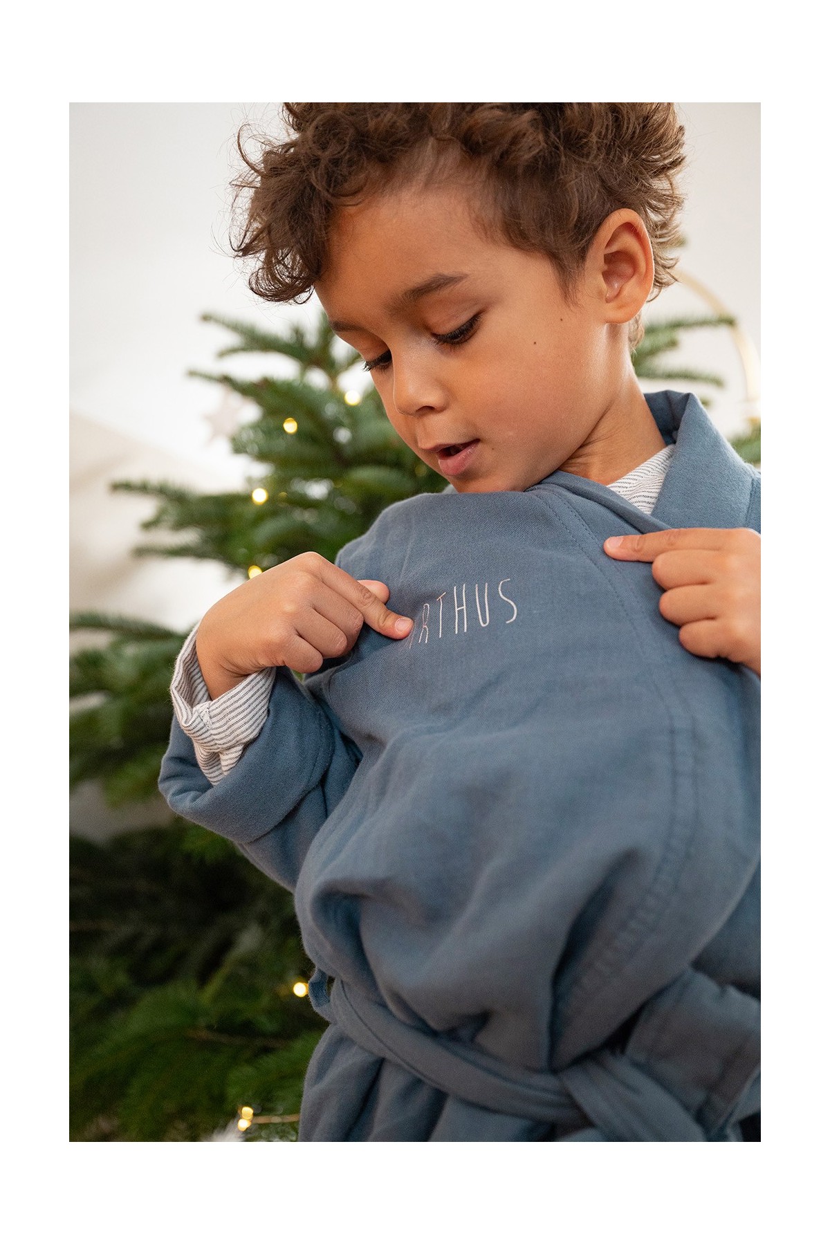 bata de algodón gasa personalizada para niño