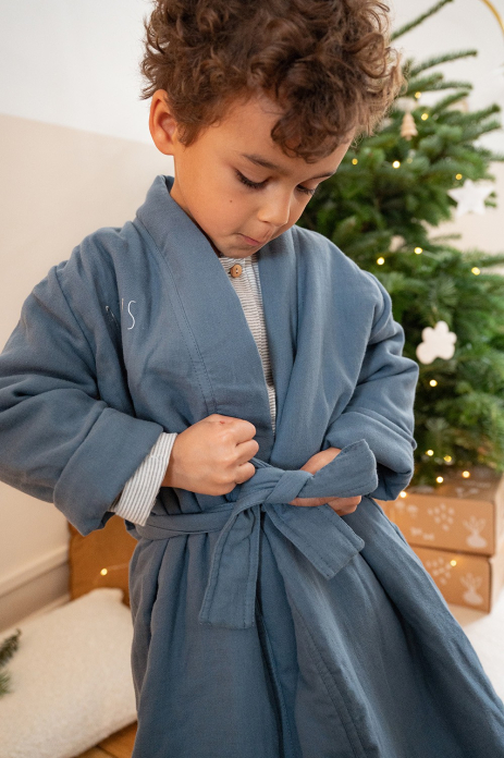 bata de algodón gasa personalizada para niño