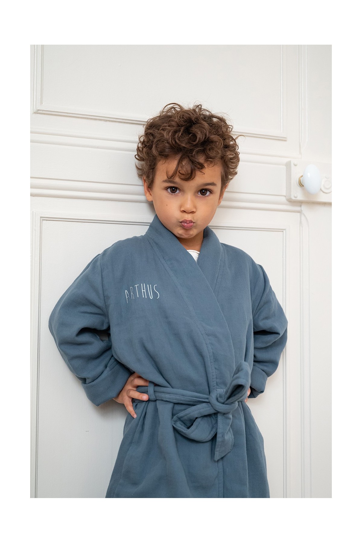 bata de algodón gasa personalizada para niño
