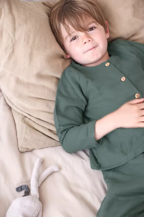 pyjama enfant deux pièces en gaze de coton bio avec boutons bois
