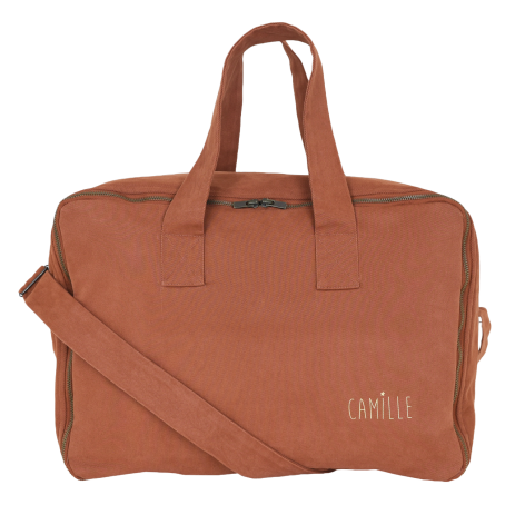 Large cotton suitcase with customizable zip - baby birth gift