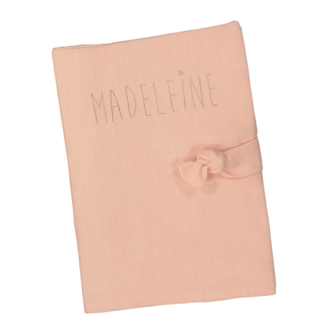 personalized health record book cover in linen - personalized birth gift idea