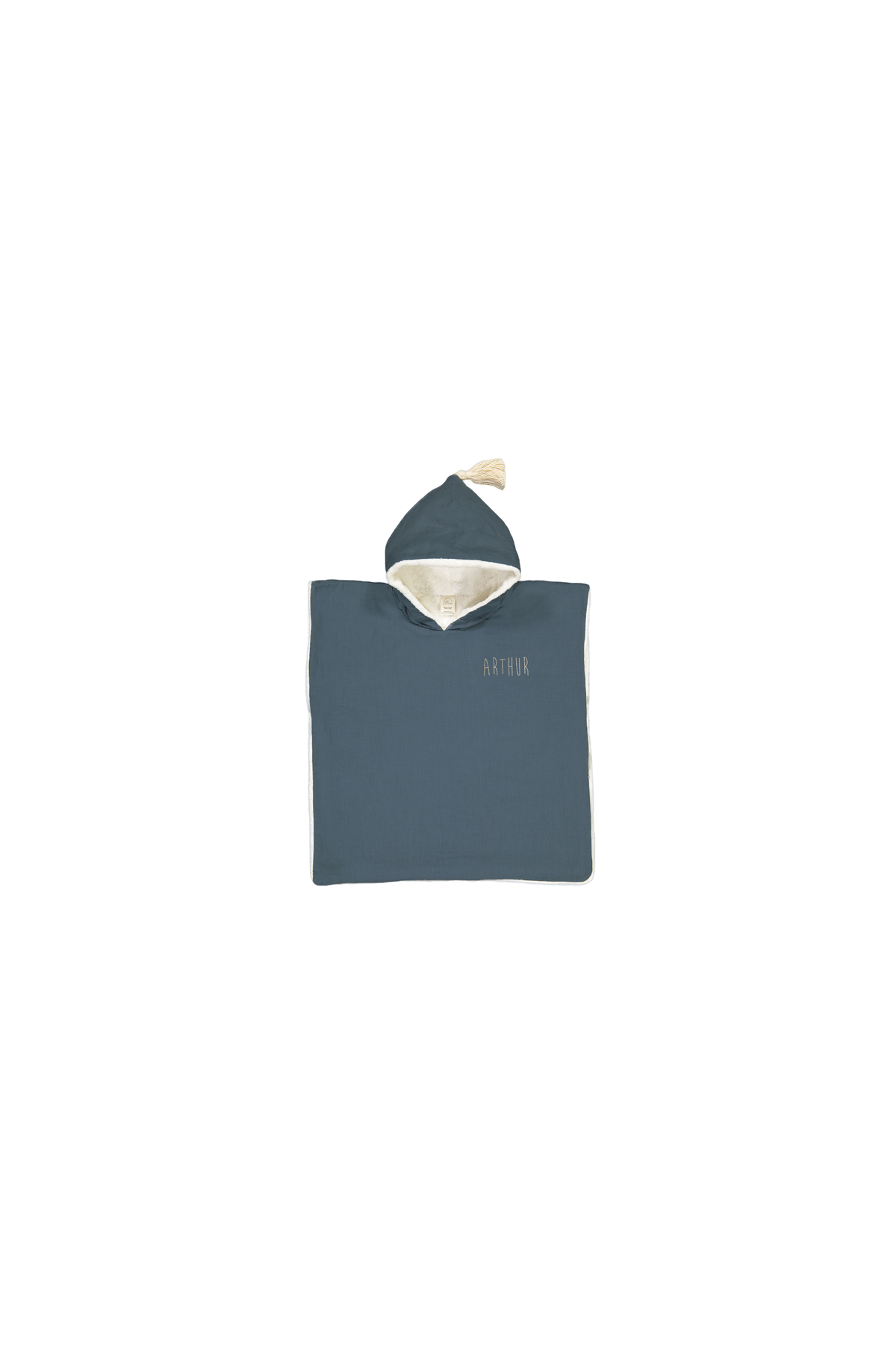 poncho uni enfant en lange de coton personnalisable