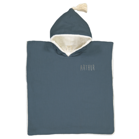 poncho liso para niño en muselina de algodón personalizable