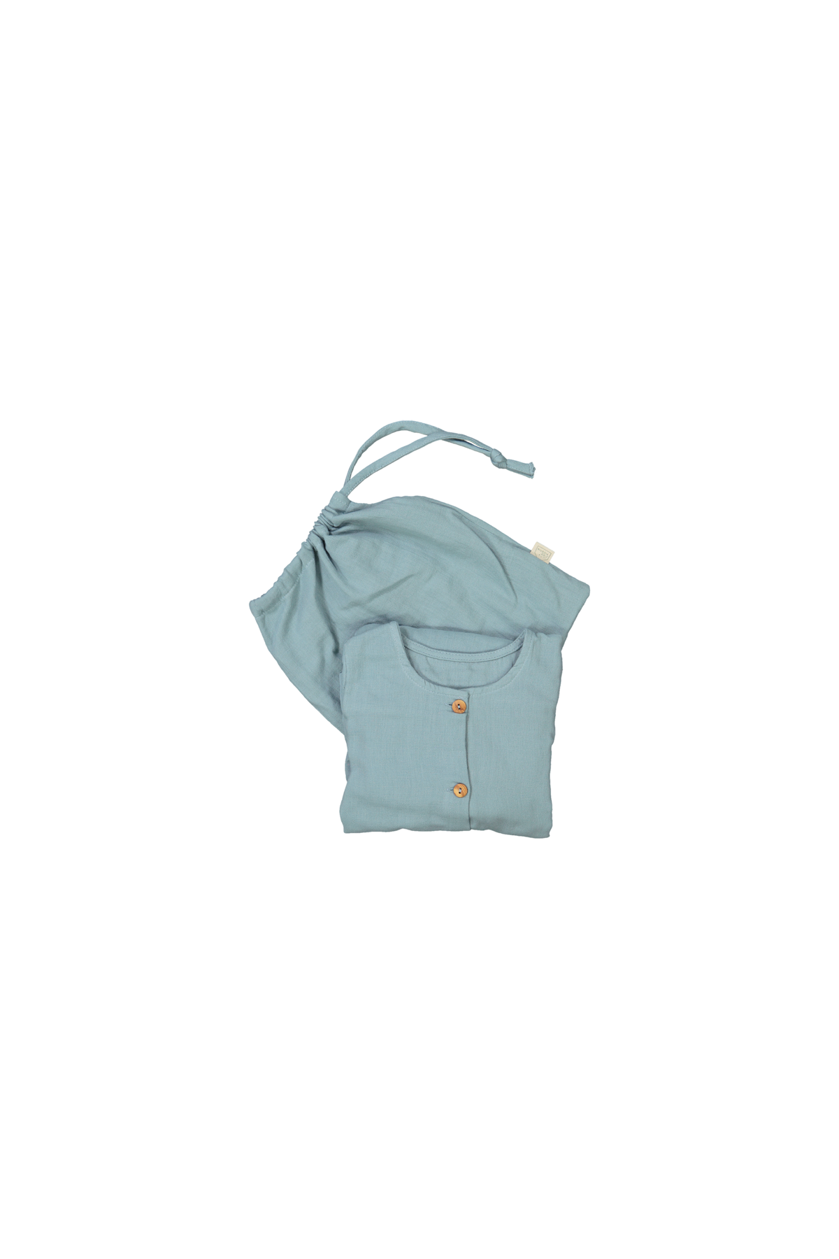 pijama infantil de dos piezas en gasa de algodón orgánico con botones de madera