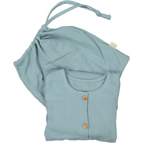 pijama infantil de dos piezas en gasa de algodón orgánico con botones de madera