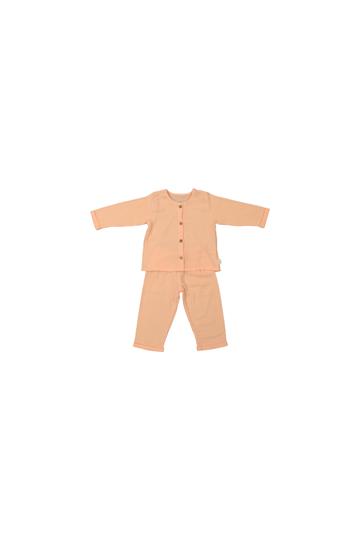 pijama infantil de dos piezas en gasa de algodón orgánico con botones de madera