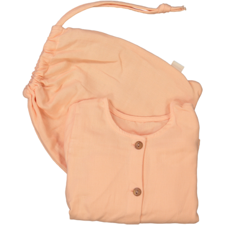 pijama infantil de dos piezas en gasa de algodón orgánico con botones de madera