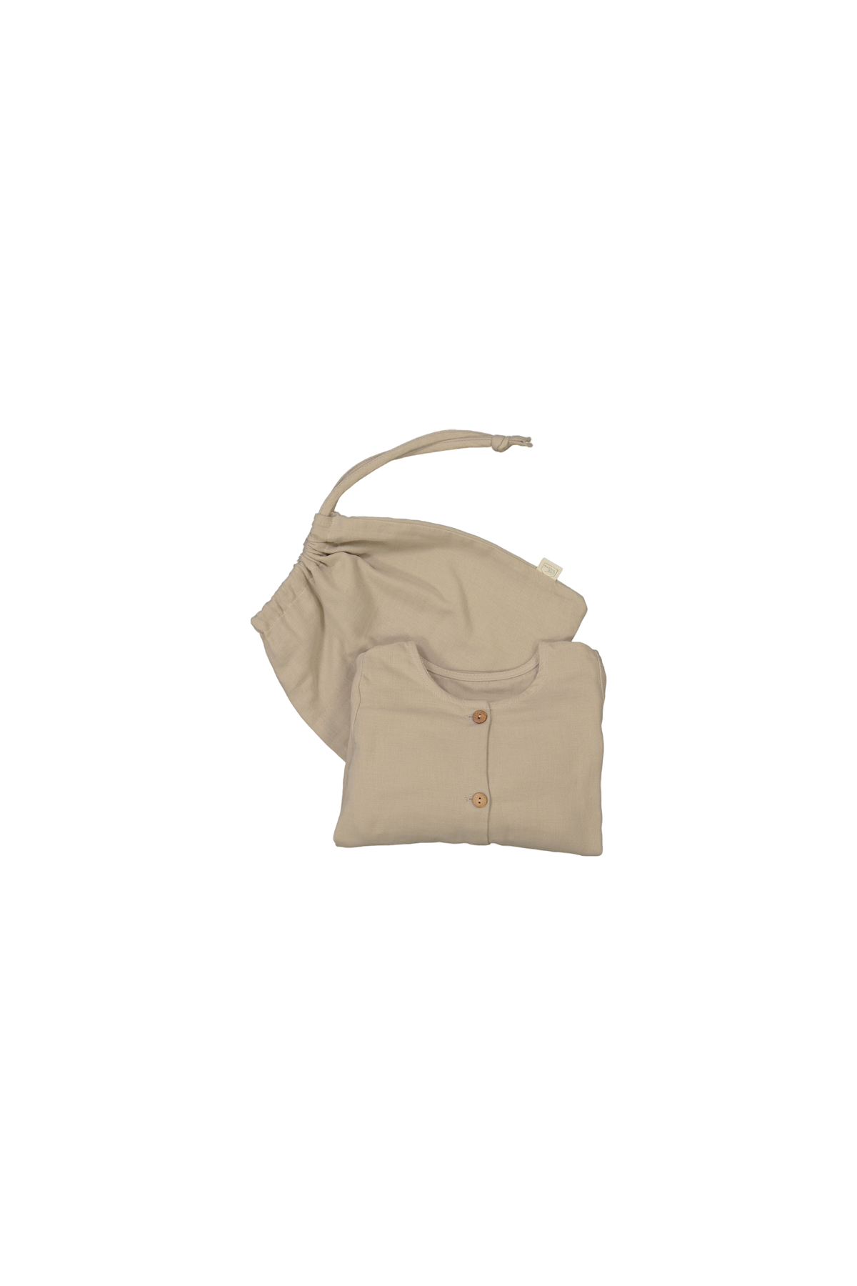 pijama infantil de dos piezas en gasa de algodón orgánico con botones de madera