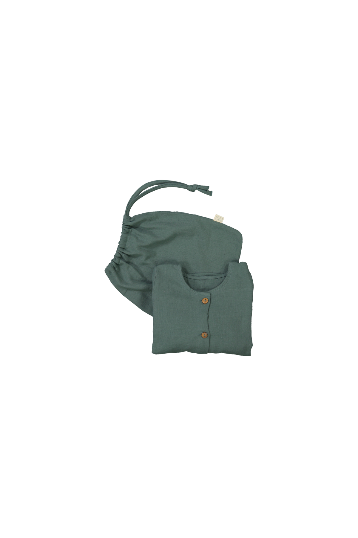 two-piece children's pajamas in organic cotton gauze with wooden buttons