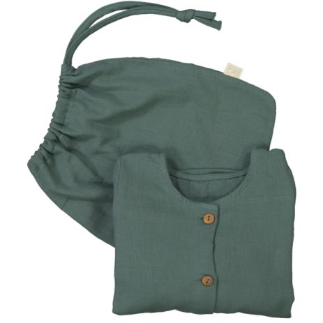 pijama infantil de dos piezas en gasa de algodón orgánico con botones de madera