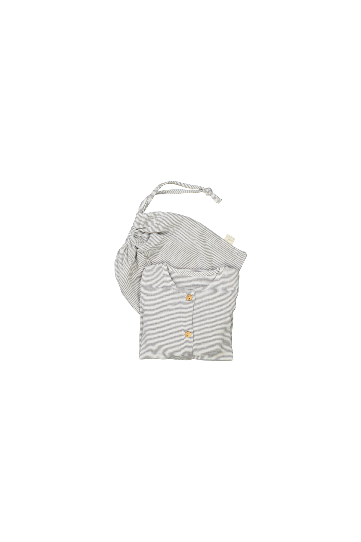 pijama infantil de dos piezas en gasa de algodón orgánico con botones de madera