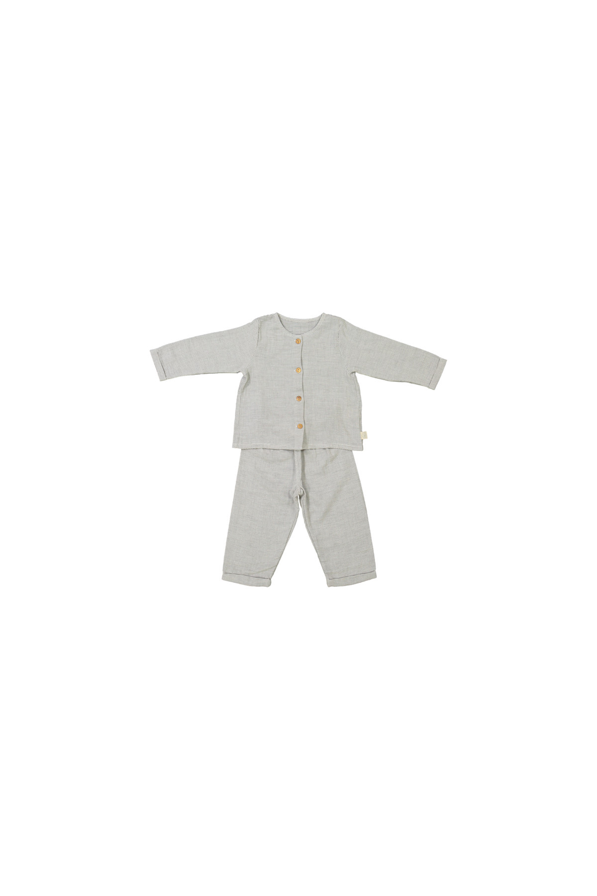 pijama infantil de dos piezas en gasa de algodón orgánico con botones de madera