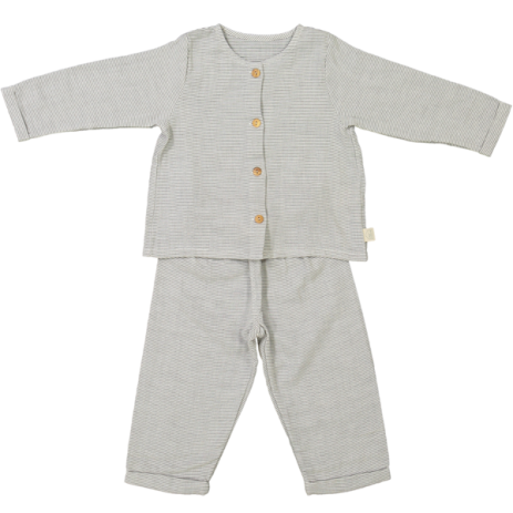 pijama infantil de dos piezas en gasa de algodón orgánico con botones de madera