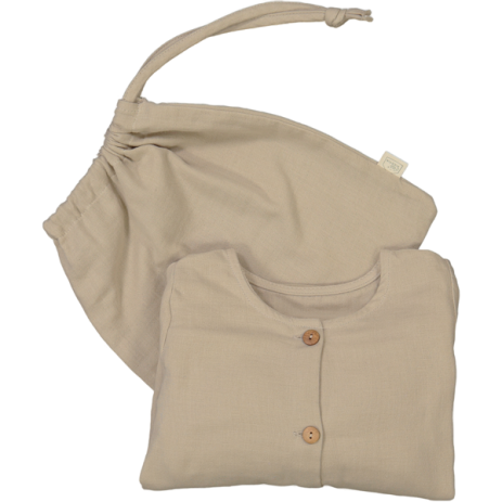 pijama infantil de dos piezas en gasa de algodón orgánico con botones de madera