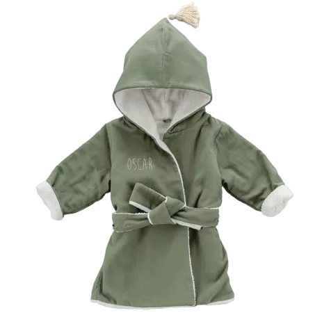 albornoz infantil personalizable de muselina de algodón orgánico