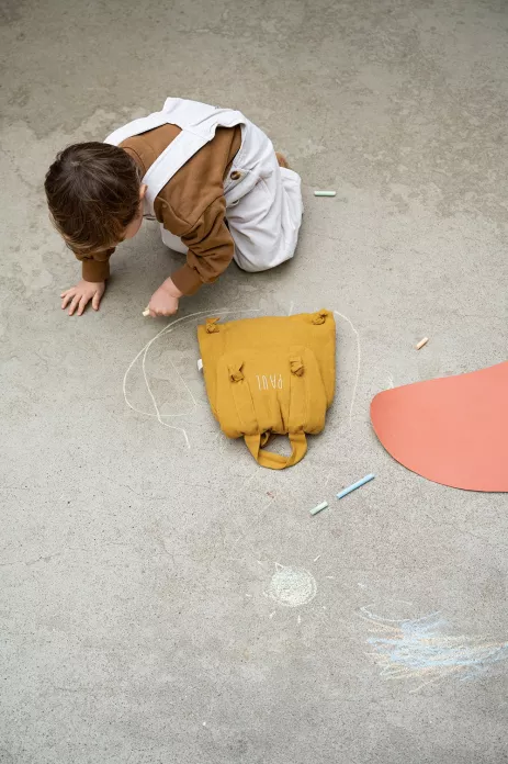 petit sac à dos en lin personnalisé bébé cadeau de naissance personnalisé
