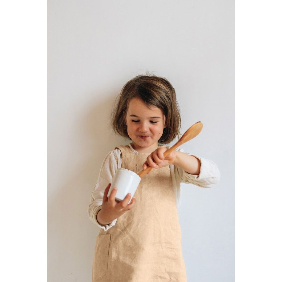 delantal de cocina de lino para niños, liso y bonito, personalizable, de estilo japonés