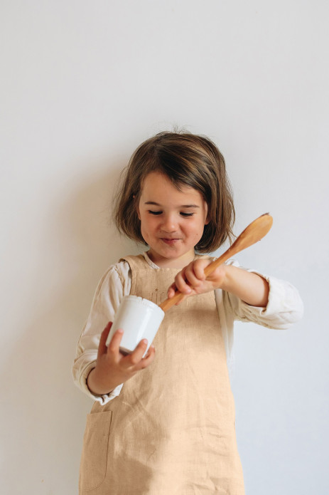 delantal de cocina de lino para niños, liso y bonito, personalizable, de estilo japonés