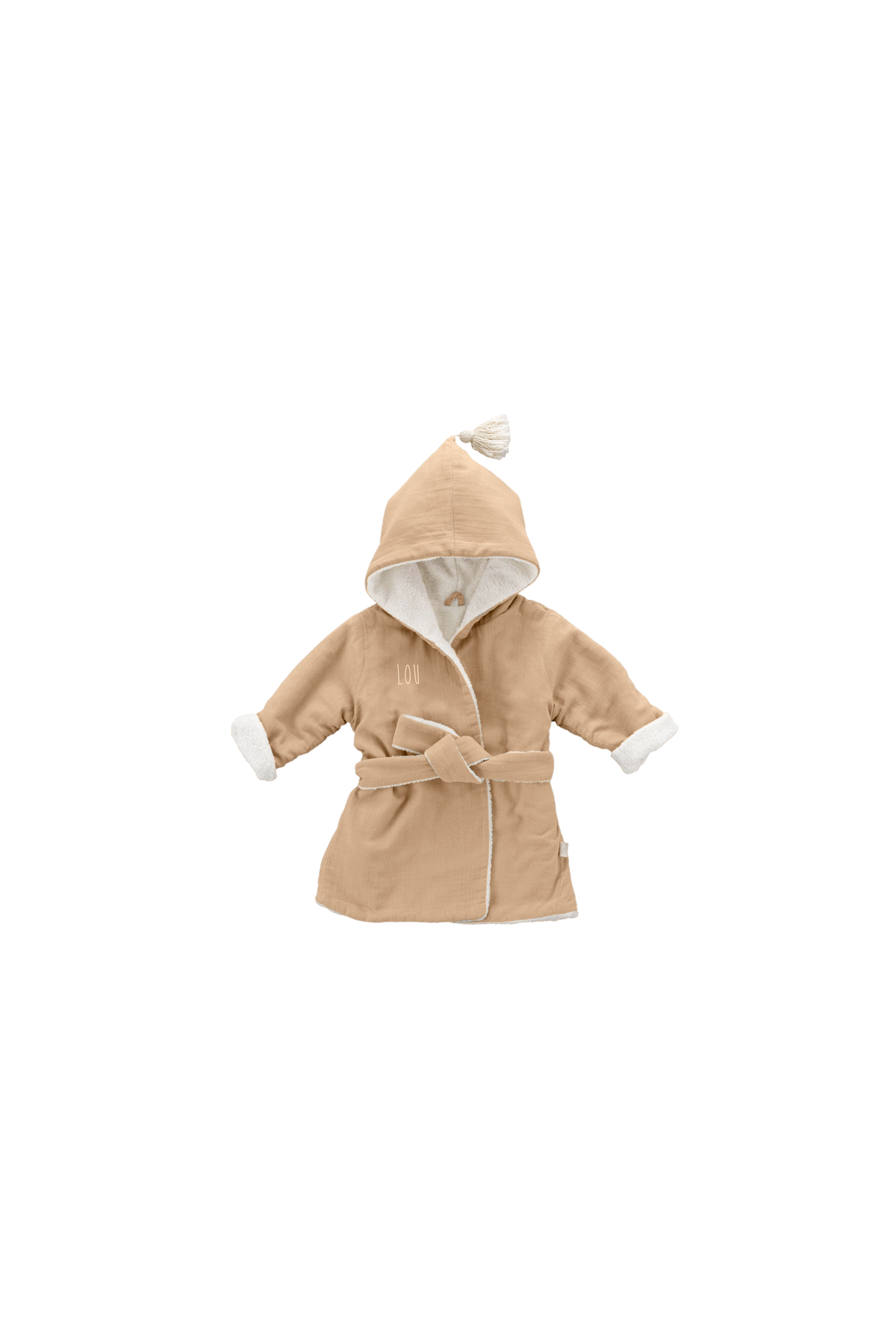 personalized children's bathrobe in organic cotton swaddle