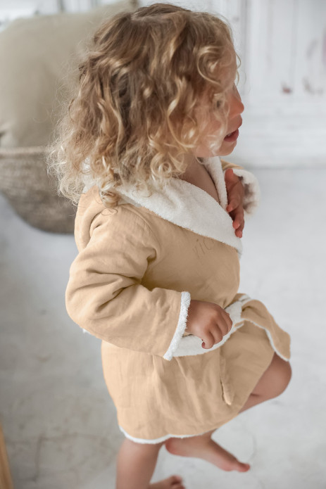 peignoir enfant à personnaliser en lange de coton bio