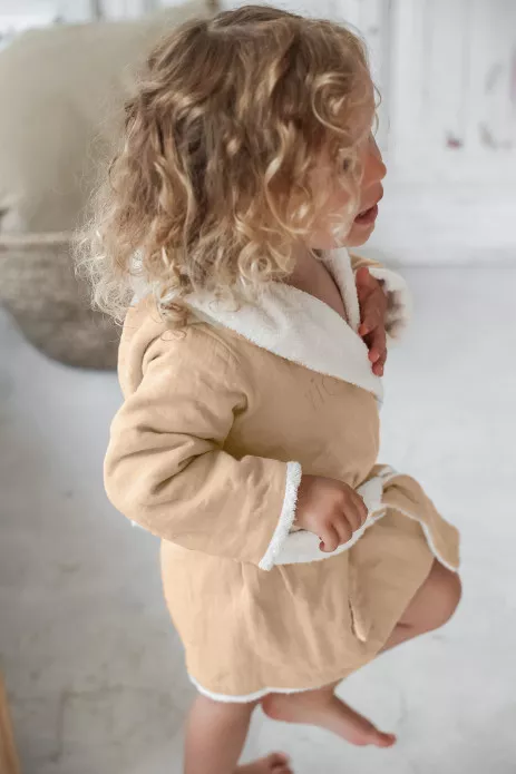personalized children's bathrobe in organic cotton swaddle