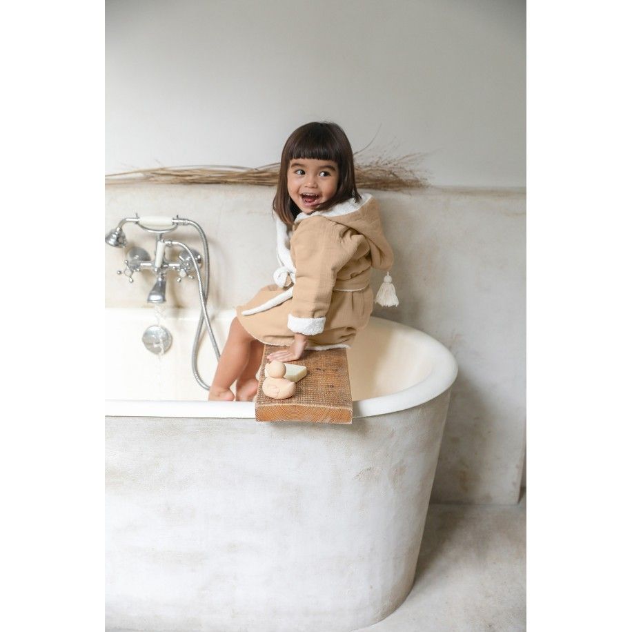 personalized children's bathrobe in organic cotton swaddle