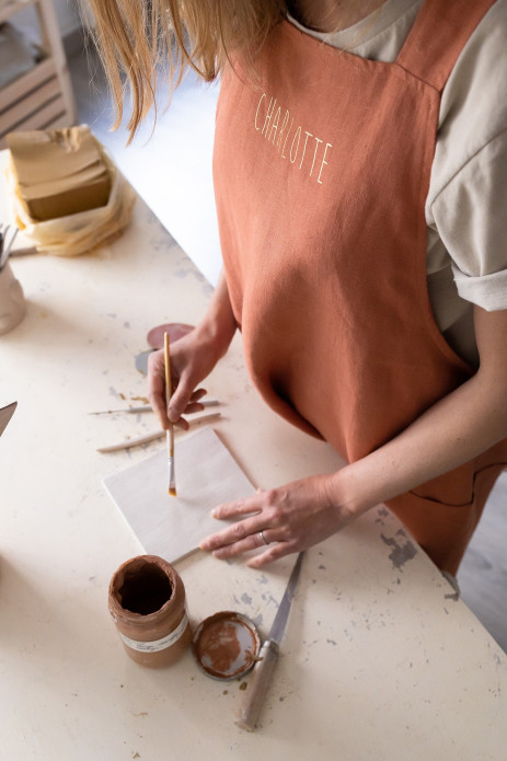 delantal de cocina para adulto personalizado - liso y de lino