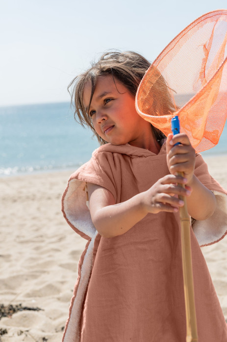 poncho uni enfant en lange de coton personnalisable
