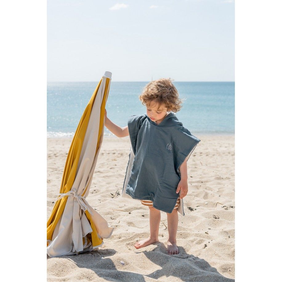 poncho uni enfant en lange de coton personnalisable