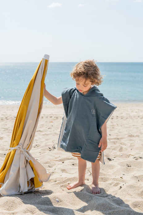 poncho uni enfant en lange de coton personnalisable