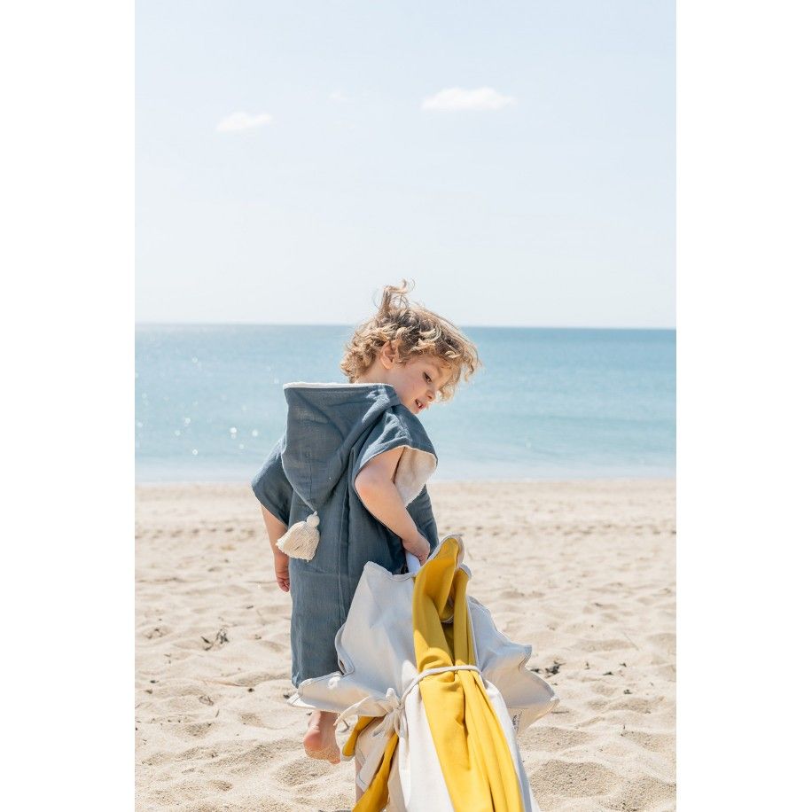 poncho uni enfant en lange de coton personnalisable