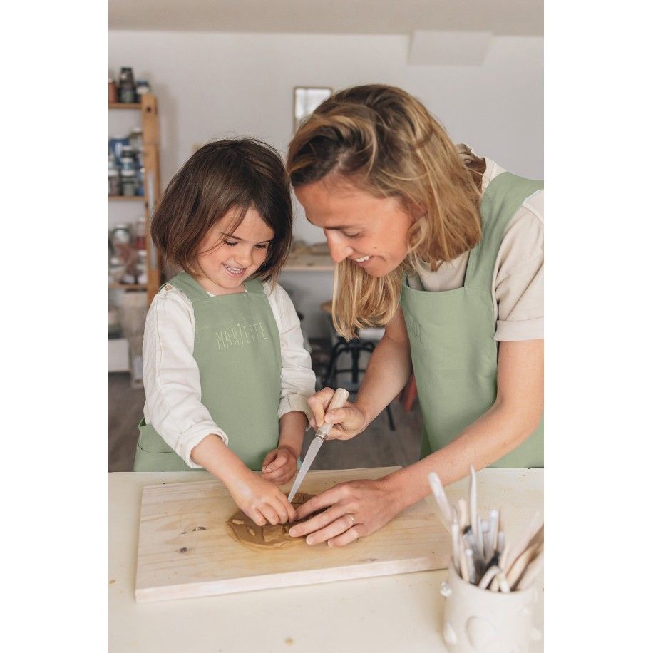 delantal de cocina de lino para niño - liso y bonito para personalizar - delantal japonés