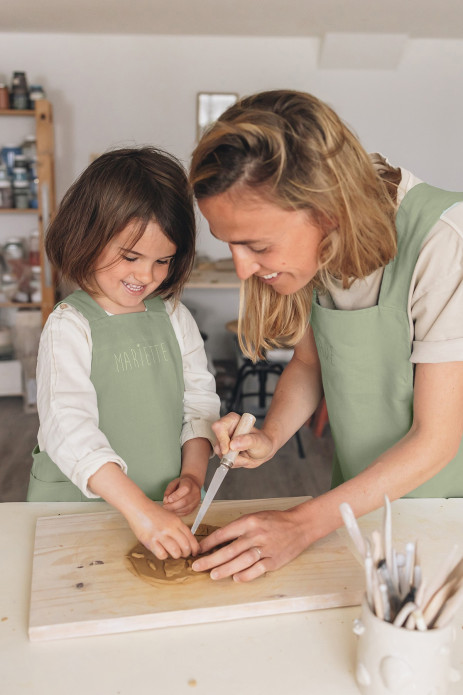 delantal de cocina de lino para niño - liso y bonito para personalizar - delantal japonés